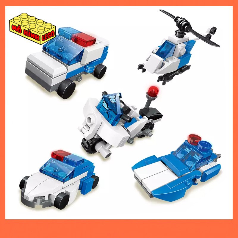 Đồ chơi lắp ráp lego giá rẻ Qman 2105 mô hình xe xây dựng, xe cảnh sát cho bé