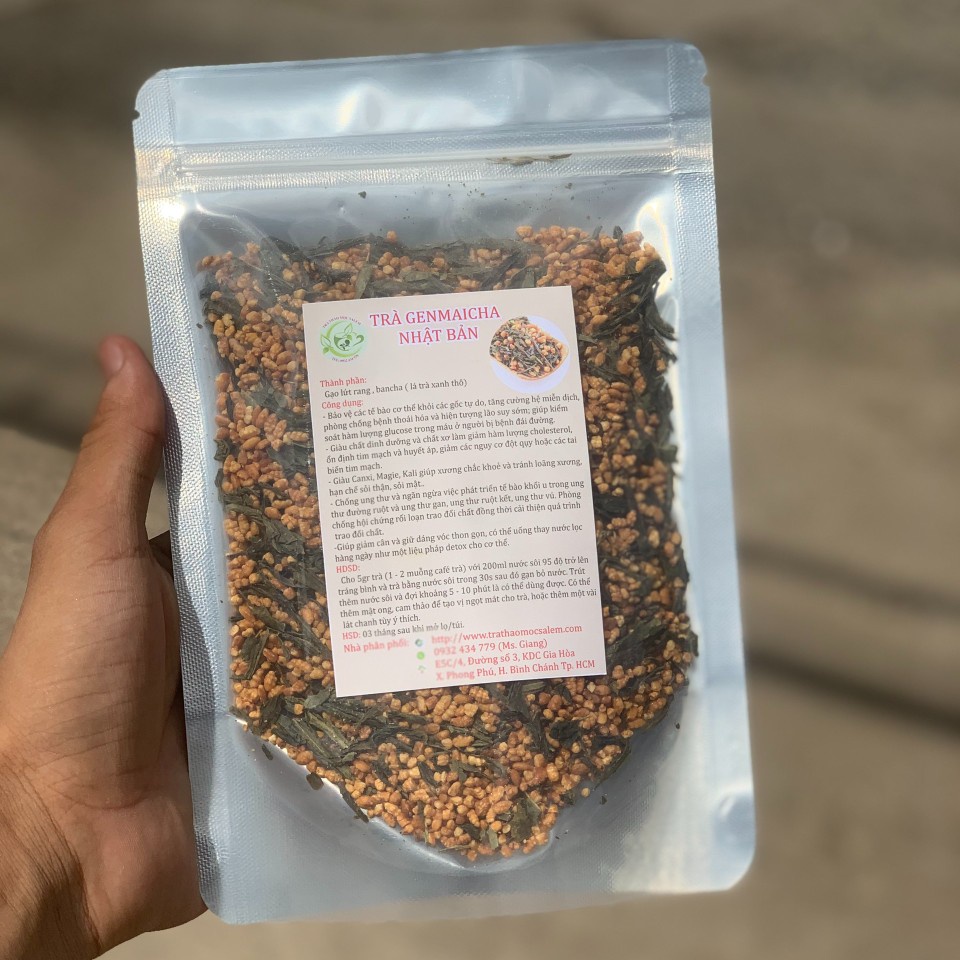 Trà xanh gạo lứt genmaicha Nhật Bản 200g
