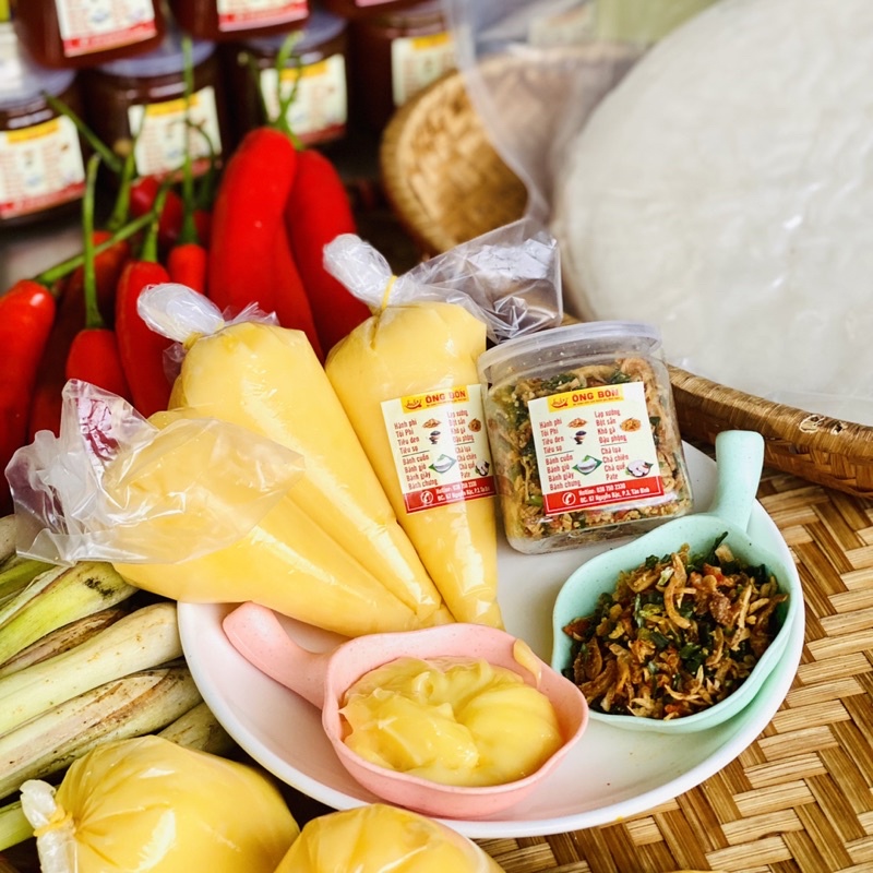 Combo Bơ Vàng 100g + 120ml Muối Tôm Hành Phi - Tặng 70g Bánh Tráng Tôm Phơi Sương