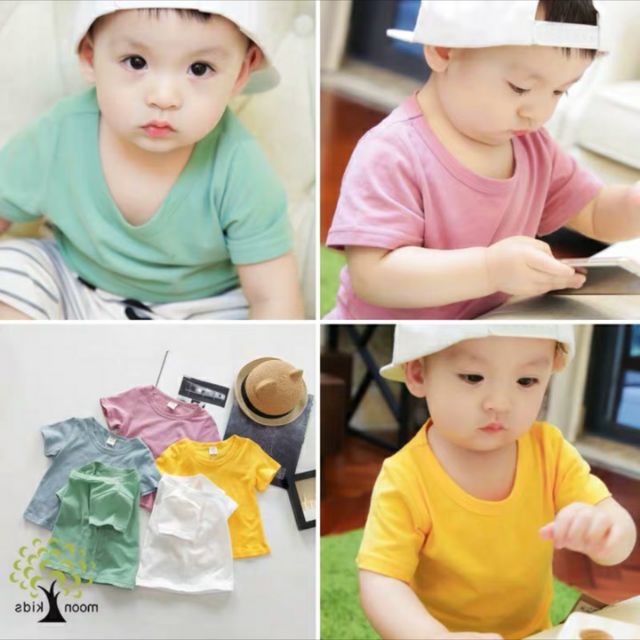 [Sale Sốc] Áo Thun Kiểu Dáng Basic Cho Bé 7-17kg