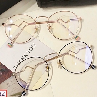 Gọng Kính Kim Loại Nhịp Tim Vintage Đính Hạt Kẻ Sọc