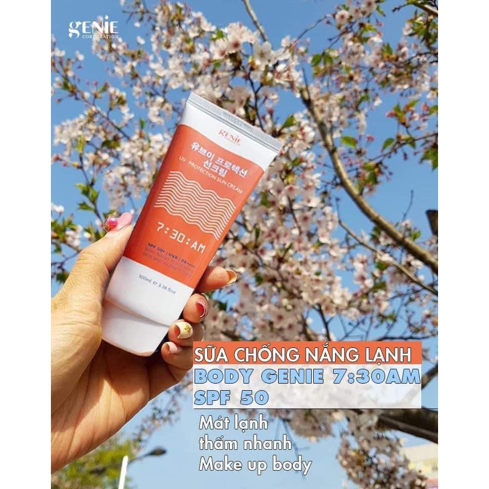 SỮA CHỐNG NẮNG LẠNH BODY GENIE UV PROTECTION SUN CREAM 7:30AM SPF50 CHÍNH HÃNG