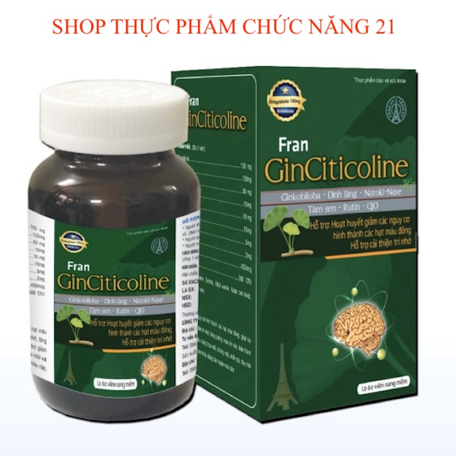 FRAN GINCITICOLINE - Giúp lưu thông khí huyết, ngủ ngon hơn, cải thiện trí nhớ.