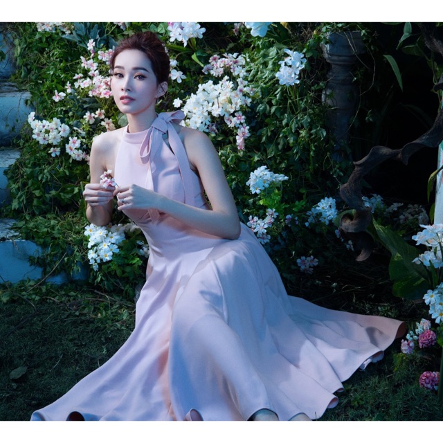 Đầm hồng nơ cổ Elise size S used