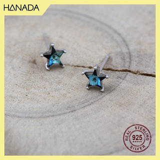 Bông tai bạc 925 hanada sao xanh 0313