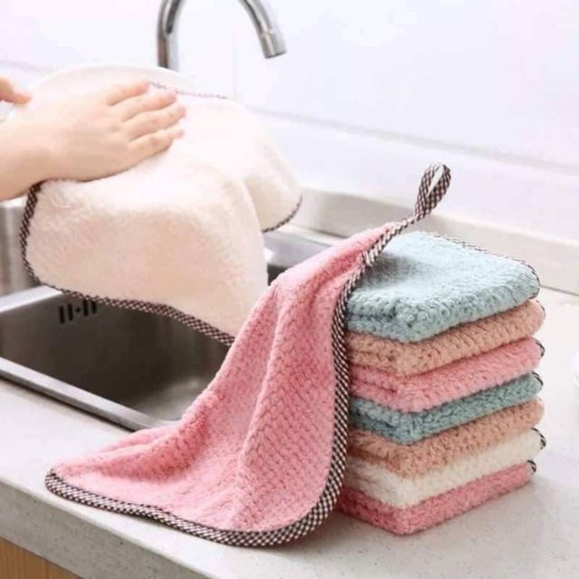 Khăn lau siêu thấm hút cotton nhà bếp loại xịn LOẠI CÓ VIỀN VẢI