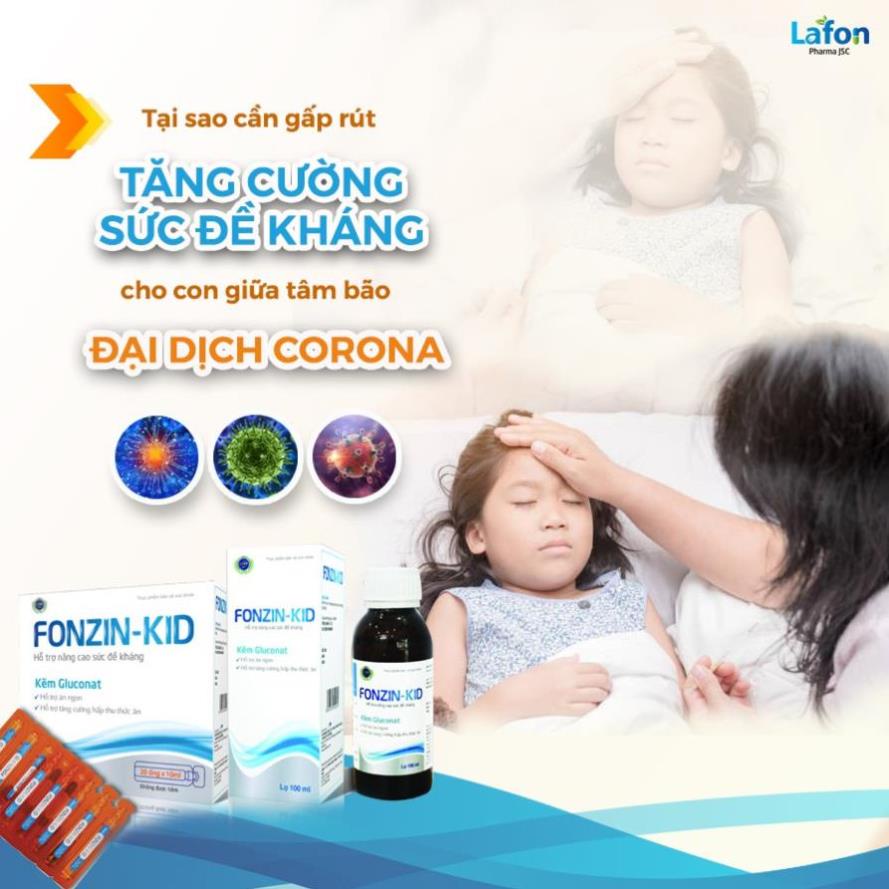 Siro ăn ngon cho bé, Giúp bé ăn ngủ ngon tăng cân tăng sức đề kháng FONZINKID hộp 20 ống - LAFON SR01