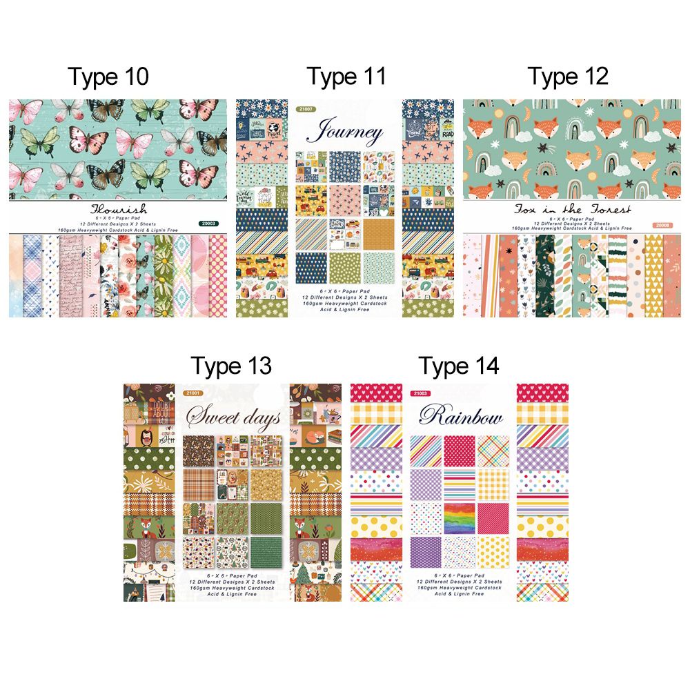 Set 24 Tờ Giấy 6 "X6" In Họa Tiết Hoa / Động Vật Xinh Xắn Trang Trí Sổ Tay Thủ Công Diy