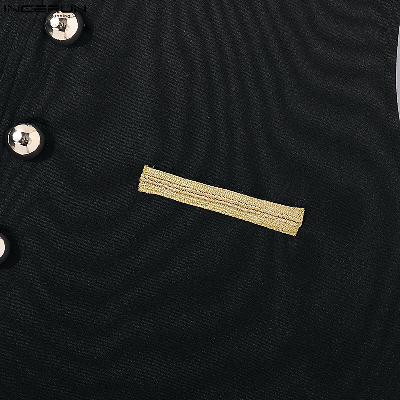 Áo ghi lê INCERUN cộc tay cài nút phong cách gothic punk cho nam size s-5xl