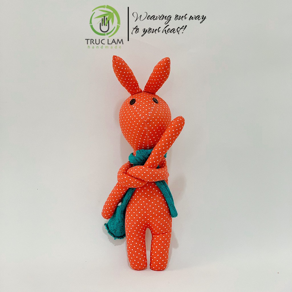 Đồ Chơi Cho Bé Thú Nhồi Bông Hình Con Thỏ Buộc Nơ Vải Hoa Bông Gòn Cao Cấp T2 – Trúc Lâm Handmade