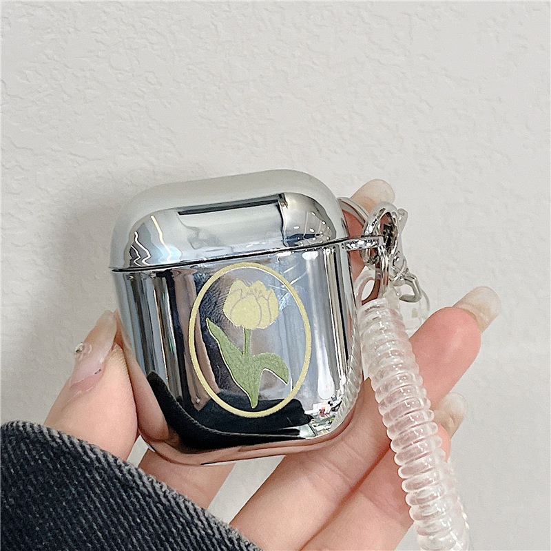 Vỏ tpu Mạ Điện Bảo Vệ Hộp Sạc Tai Nghe airpods3 / Pro Có Dây Đeo