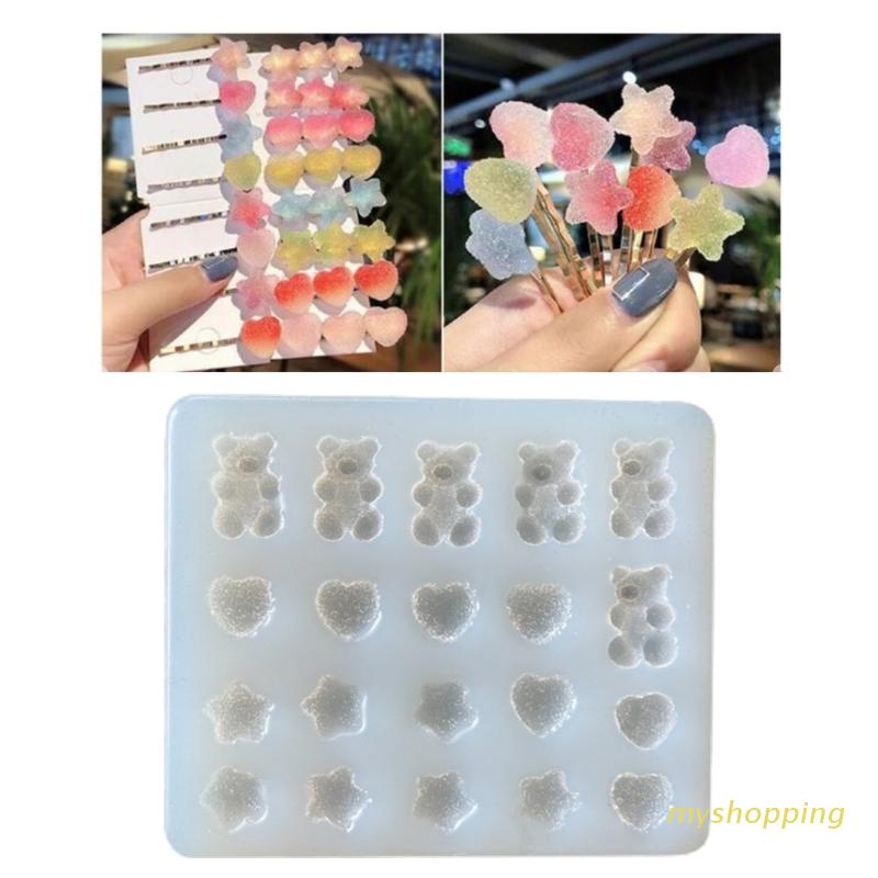 Khuôn silicone làm móc khóa kẹp tóc hình gấu nhỏ dễ thương