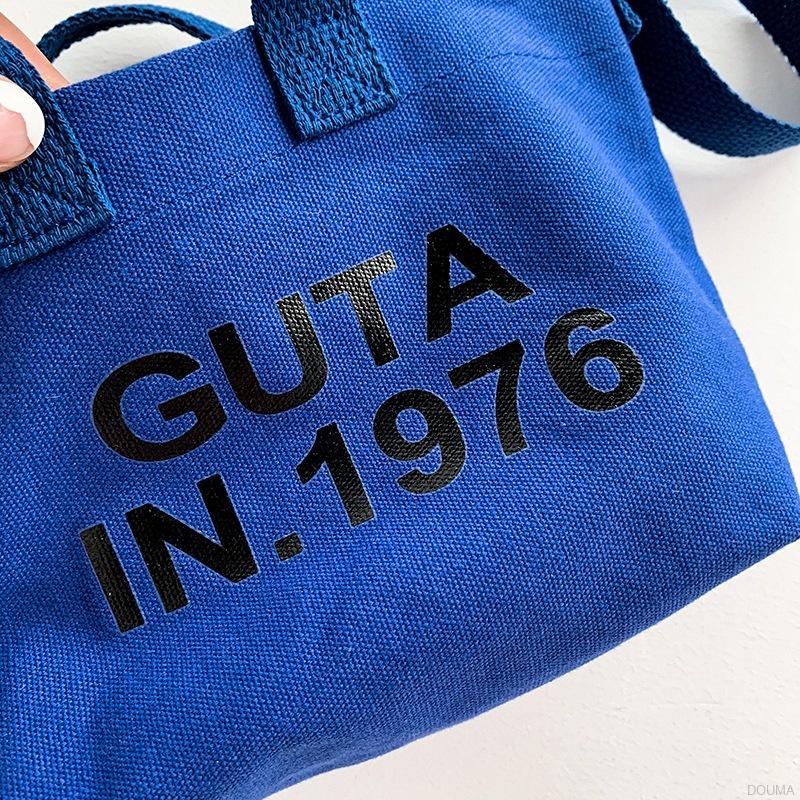 Túi xách vải canvas nhỏ gọn in chữ cái đáng yêu dành cho bé