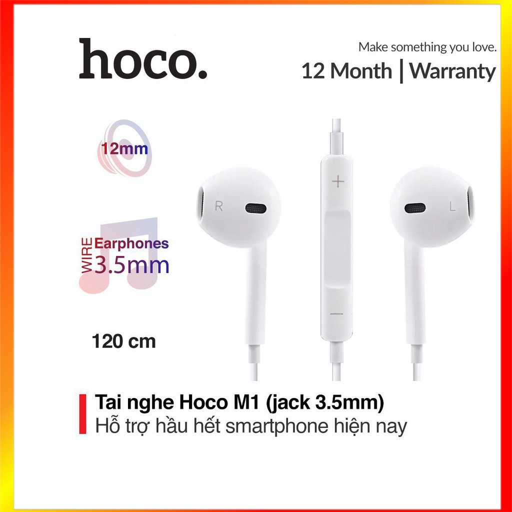 Tai nghe nhét tai Hoco M1 âm thanh Super Bass sử dụng Jack 3.5mm cho iPhone - SmartShop