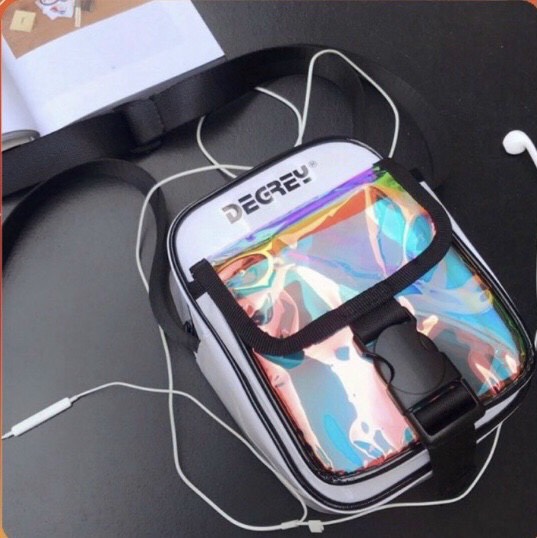 Túi đeo chéo uinsex dạ quang bảy màu GREY