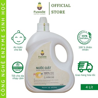 Nước giặt Fuwa3e hữu cơ organic từ Enzyme sinh học 4L, 500ml an toàn cho bé, nước giặt sinh học không hương liệu