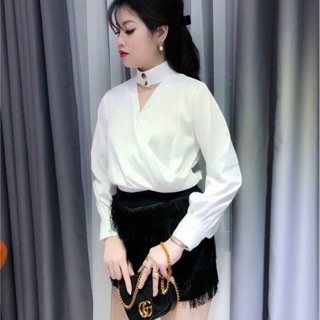 Áo sơ mi lụa cổ jocket