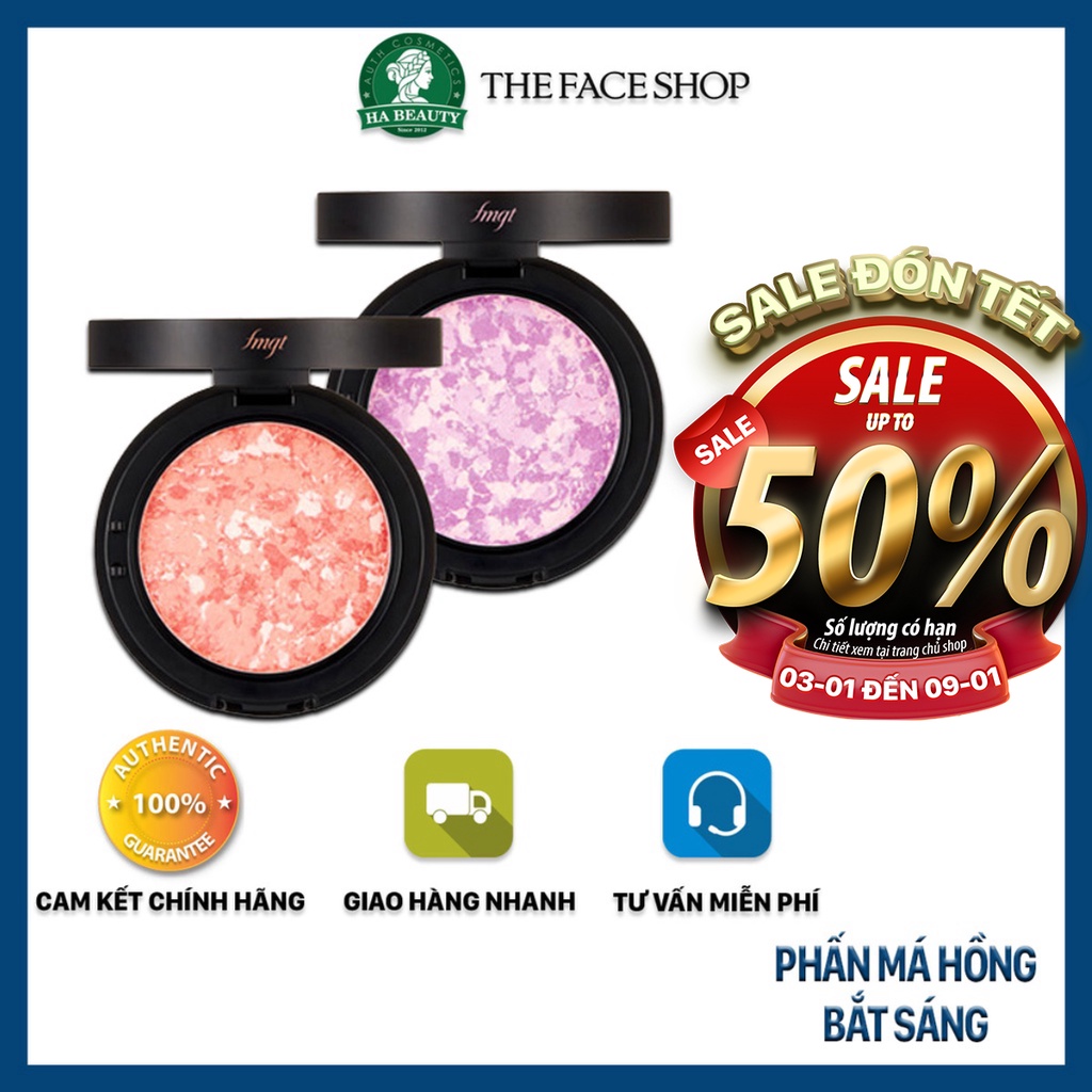 Phấn má hồng trang điểm bắt sáng bóng khỏe cho da The Face Shop fmgt Marble Beam Blush 7g