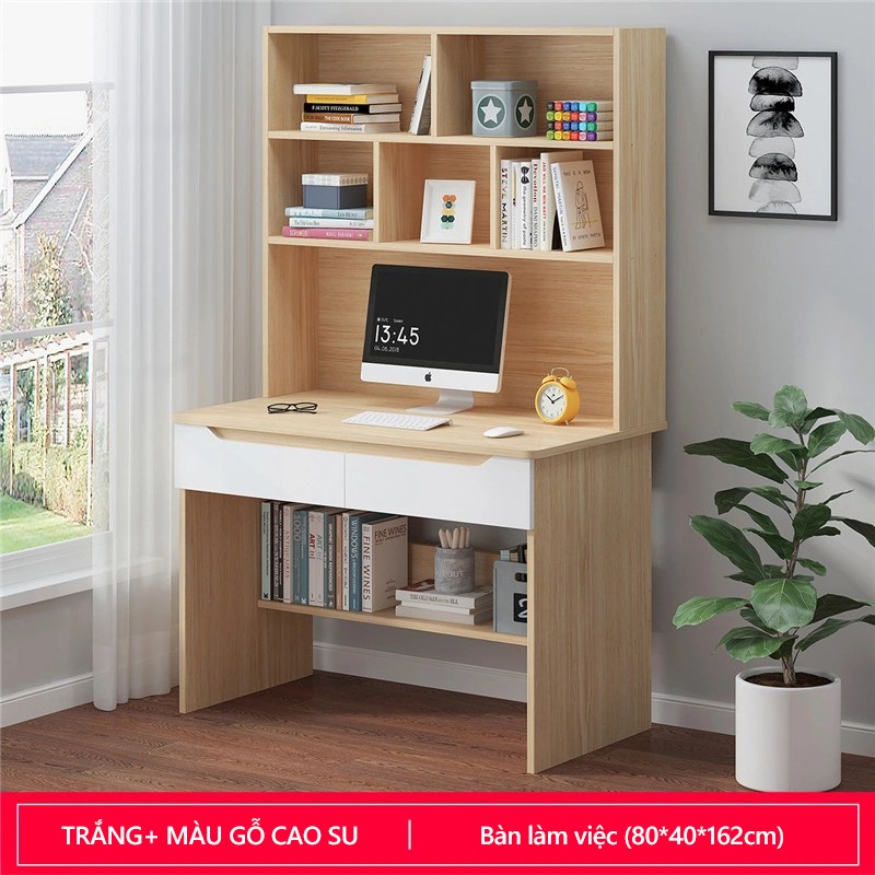 FU209 Bàn Làm Việc,Bàn làm việc kèm giá sách lắp ráp tiện lợi 80*162*40cm hangdep2018 | BigBuy360 - bigbuy360.vn