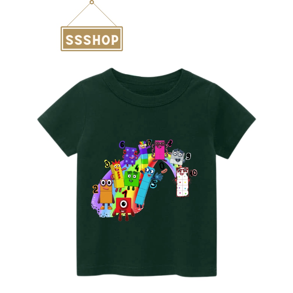 Áo thun trẻ em💖Áo cotton mát mịn họa tiết Hoạt Hình NumberBlock dễ thương cho bé trai và bé gái - SSSHOP 07