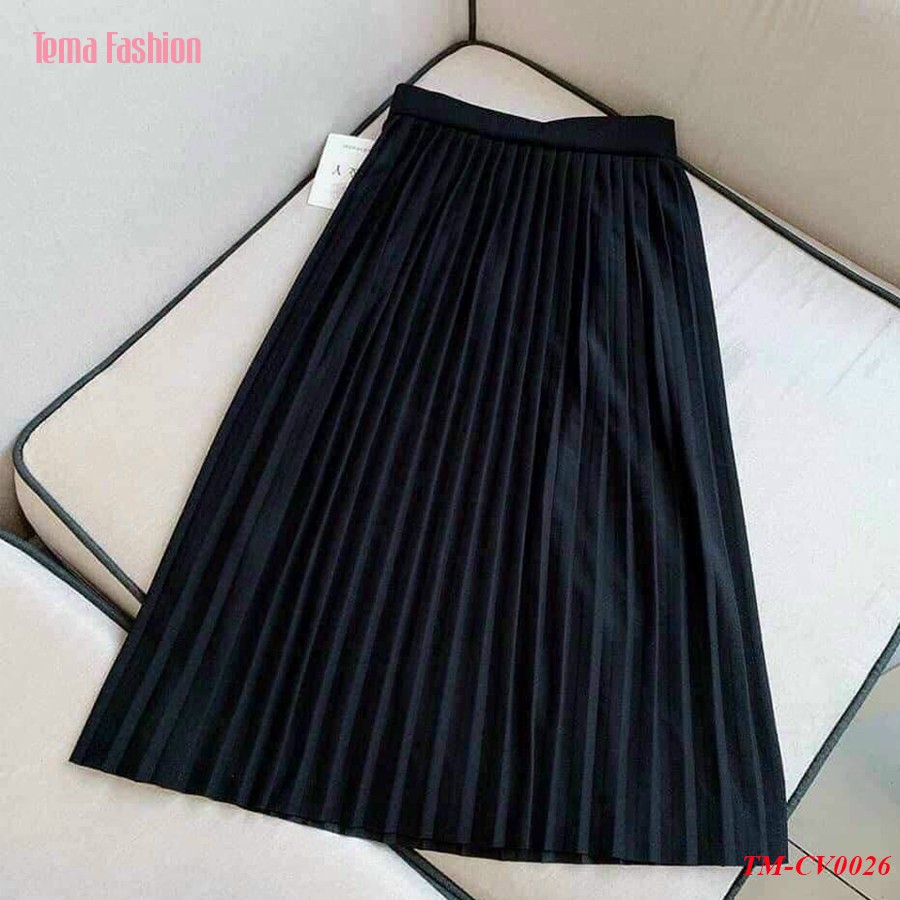 Chân váy xếp ly nữ TEMA - Chân váy xếp ly dài cạp chun siêu đẹp | BigBuy360 - bigbuy360.vn