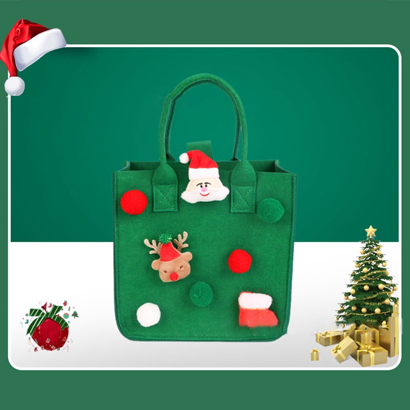 Túi YADOU đựng hộp cơm họa tiết giáng sinh 2022 bằng vải nỉ thủ công có thể đeo chéo cho bé 100 ngày tuổi