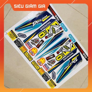 Tem rời Dream dán xe bạc 3 lớp ko bay màu