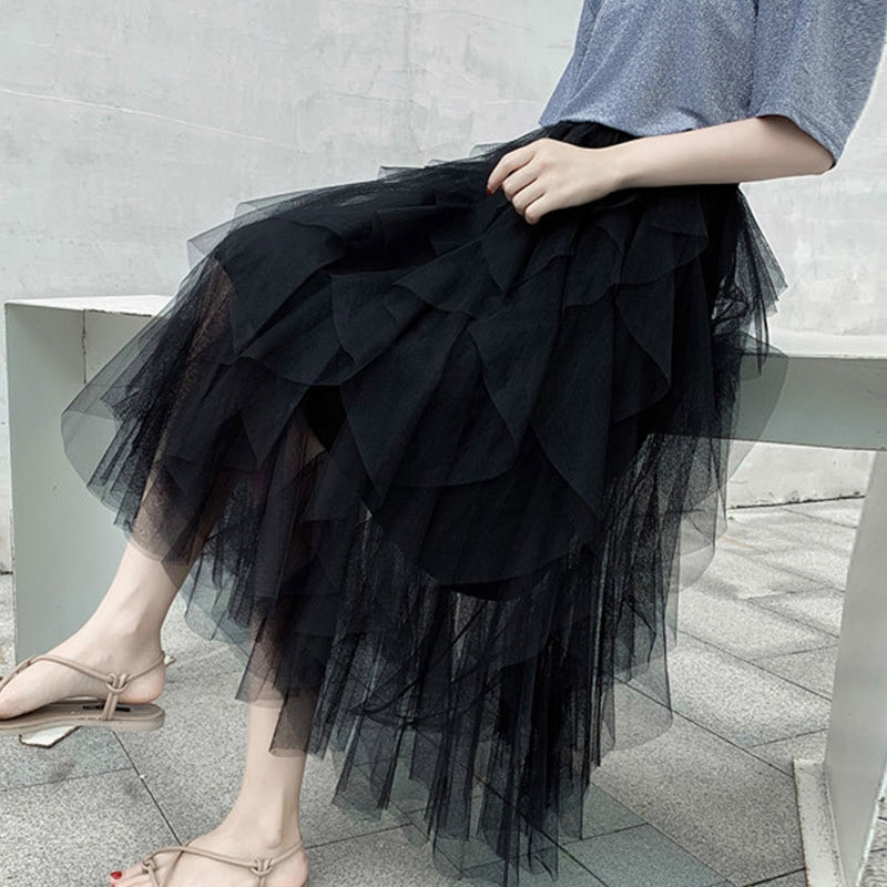 Chân Váy Lưới Lệch Tà Kiểu Dáng Nhẹ Nhàng Thanh Lịch Cho Nữ | BigBuy360 - bigbuy360.vn