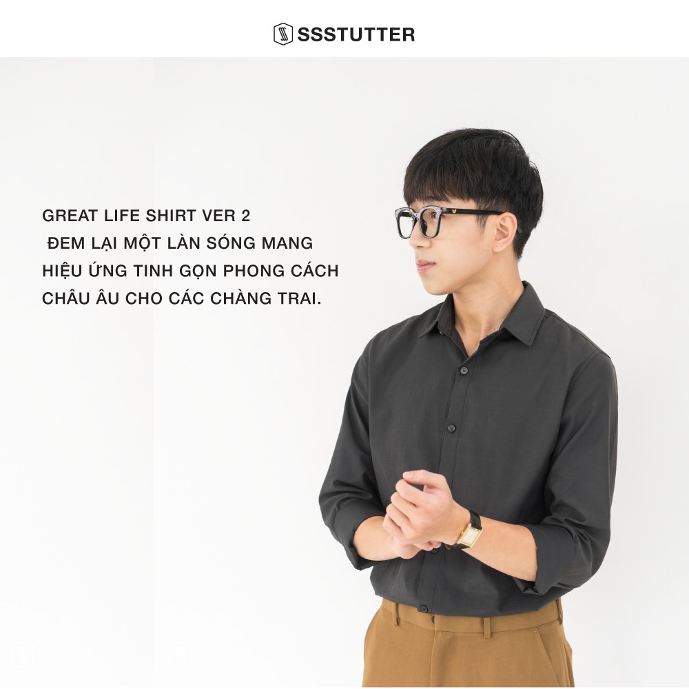 Áo sơ mi nam dài tay cổ đức form dáng vừa vặn SSSTUTTER vải cao cấp thoáng mát 5 màu linh hoạt Great Life Shirt Ver.2 | BigBuy360 - bigbuy360.vn