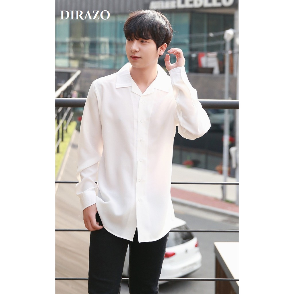 Áo sơ mi cổ vest dài tay HOT TREND HÀN QUỐC (đen + trắng) - DIRAZO