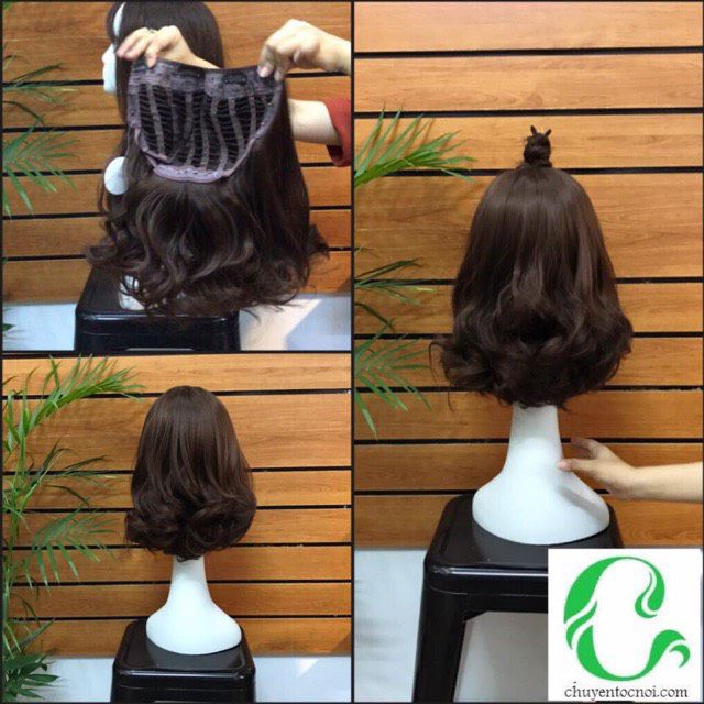 Tóc giả nữ  FREESHIP  kẹp chữ U xoăn ngắn 30cm