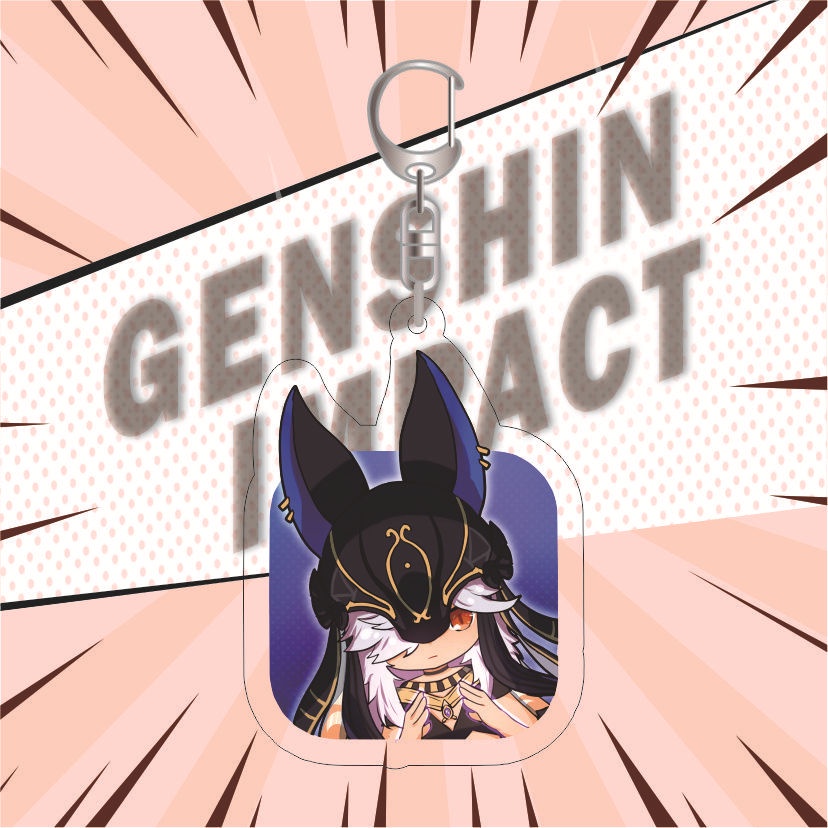 (đủ mẫu) Móc khóa in hình Genshin Impact ver chữ nhật game anime chibi mica trong acrylic