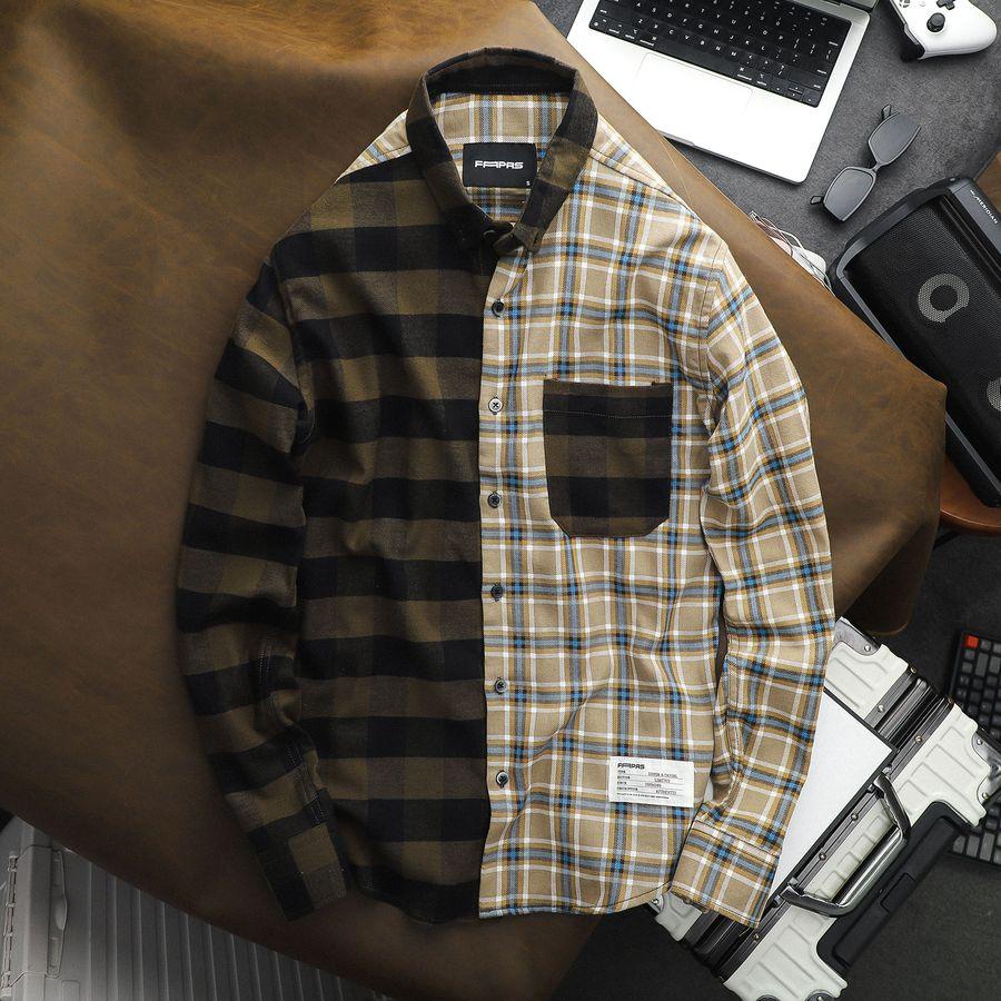 Áo Sơ Mi Nam Dubin Phối Họa Tiết Caro Hai Màu Chất Vải Flannel Mềm Mịn Phong Cách Trẻ Trung Form Chuẩn - FAPAS