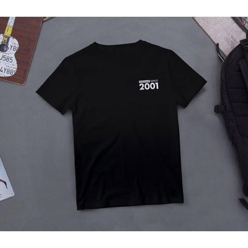 Áo thun cotton in năm sinh nam nữ theo yêu cầu 2 màu trắng-đen