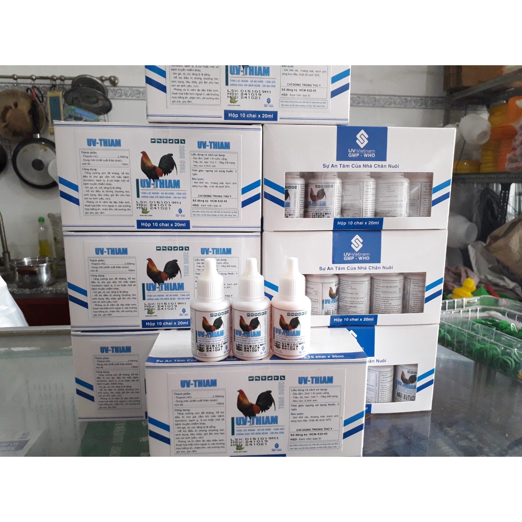 hộp 10 lọ UV Thiam 20ml. Tăng lực gà đá [Hàng chính hãng]