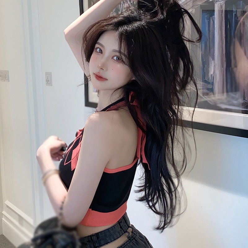 Áo Croptop Dệt Kim Không Tay Trọng Lượng Nhẹ Thời Trang Dành Cho Nữ