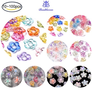 10-100 Hạt Nhựa Trong Suốt Hình Hoa Nhiều Màu Sắc Kích Thước 19x20x3.5mm Đường Kính Trong Suốt: 1.6mm