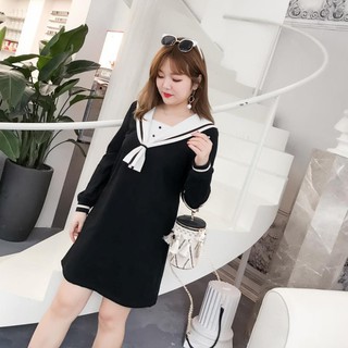 Váy phối cổ hải quân cho người béo