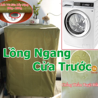 Trùm Máy Giặt Lồng Ngang Cửa Trước Vải Dù 3 Lớp Siêu Bền Chống Mưa Nắng Nóng Từ 6kg đến 14kg