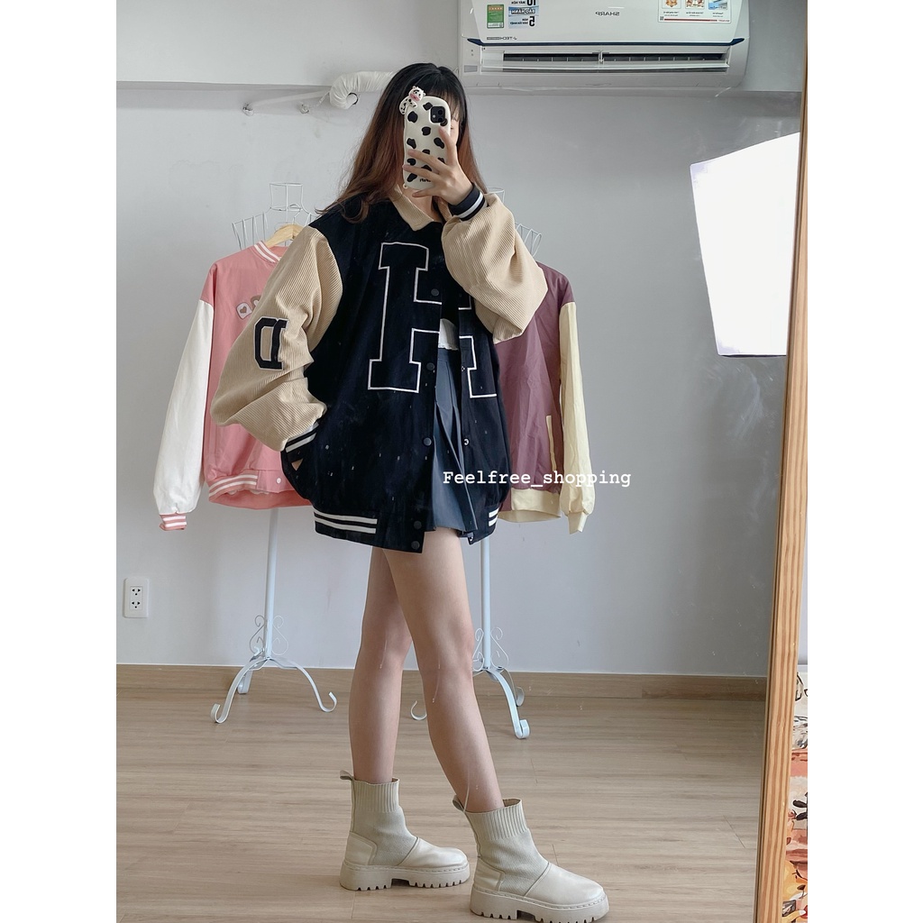 Áo Khoác Bomber Kaki 2 Lớp Vải Thêu Unisex Ulzzang (Hình Thật +clip Unbox)