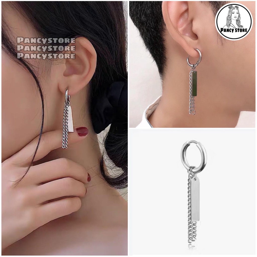 bông tai nam nữ thanh xích khuyên tai titan không gỉ