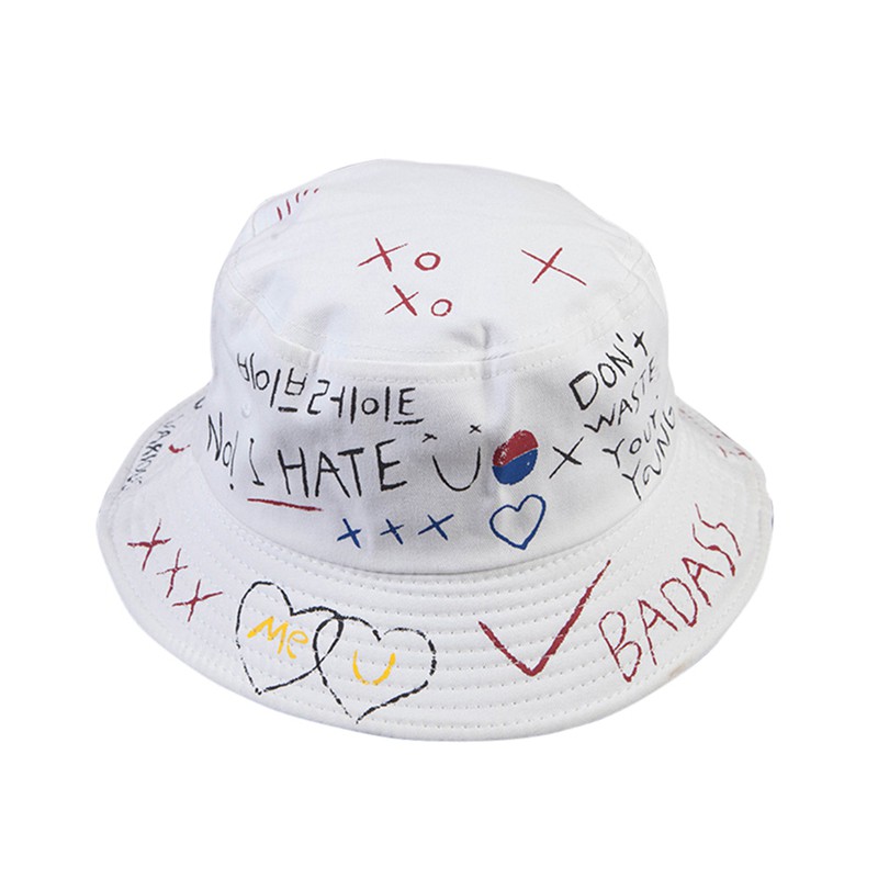 Nón Bucket hoạ tiết chữ in phong cách mùa hè cho phái nữ