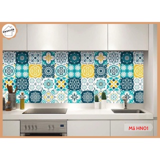 Decal dán bếp - Decal PVC gạch bông chống thấm nước, chống dầu mỡ - Khổ kích thước 100x60cm