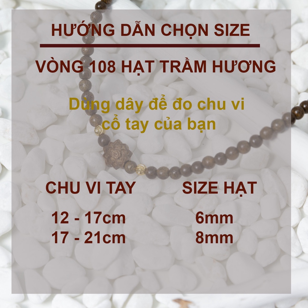Vòng tay trầm hương 108 hạt 6mm, 8mm, chuỗi tràng hạt trầm tốc tự nhiên đơn, mix sen vàng, bảo hành vòng trầm trọn đời | BigBuy360 - bigbuy360.vn