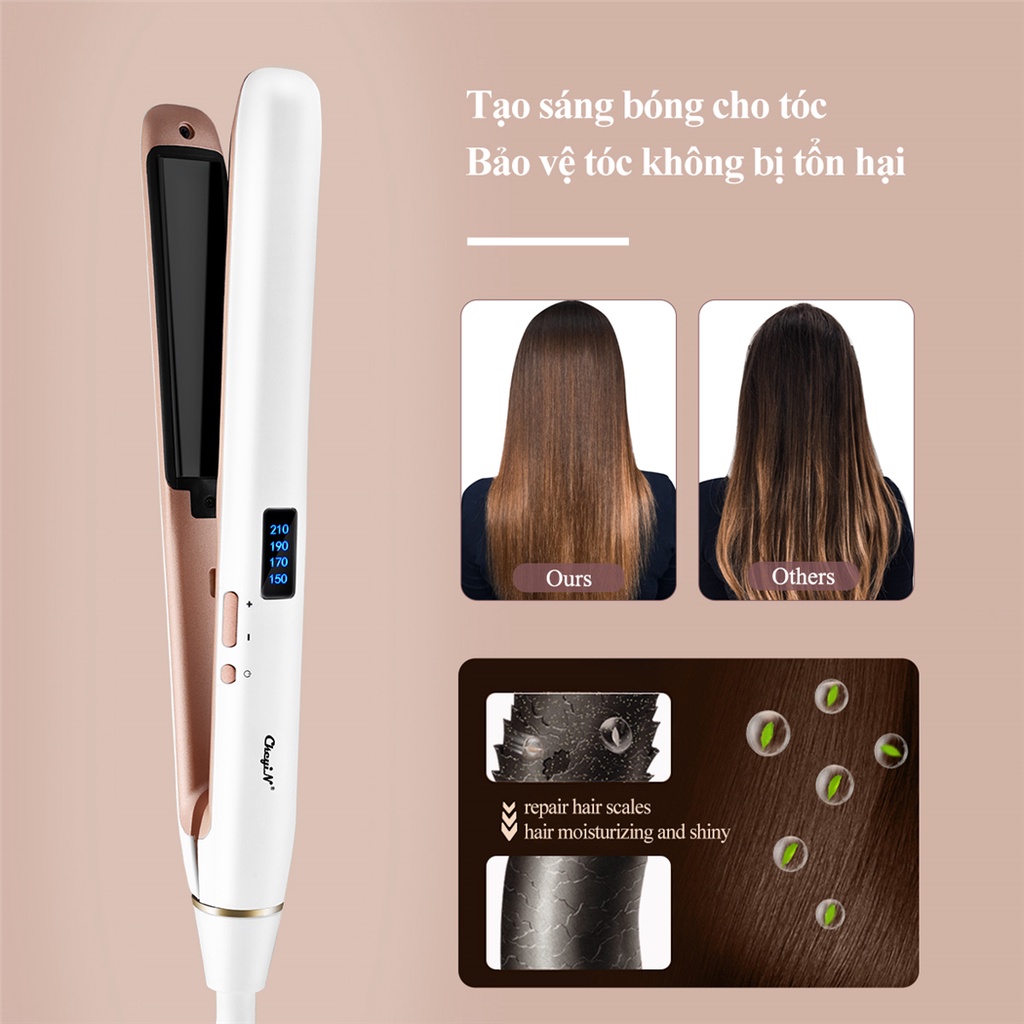 CkeyiN 2 in1 26MM Hair Straightener And Hair Curler with 3D Floating Plates Curling Iron HS521