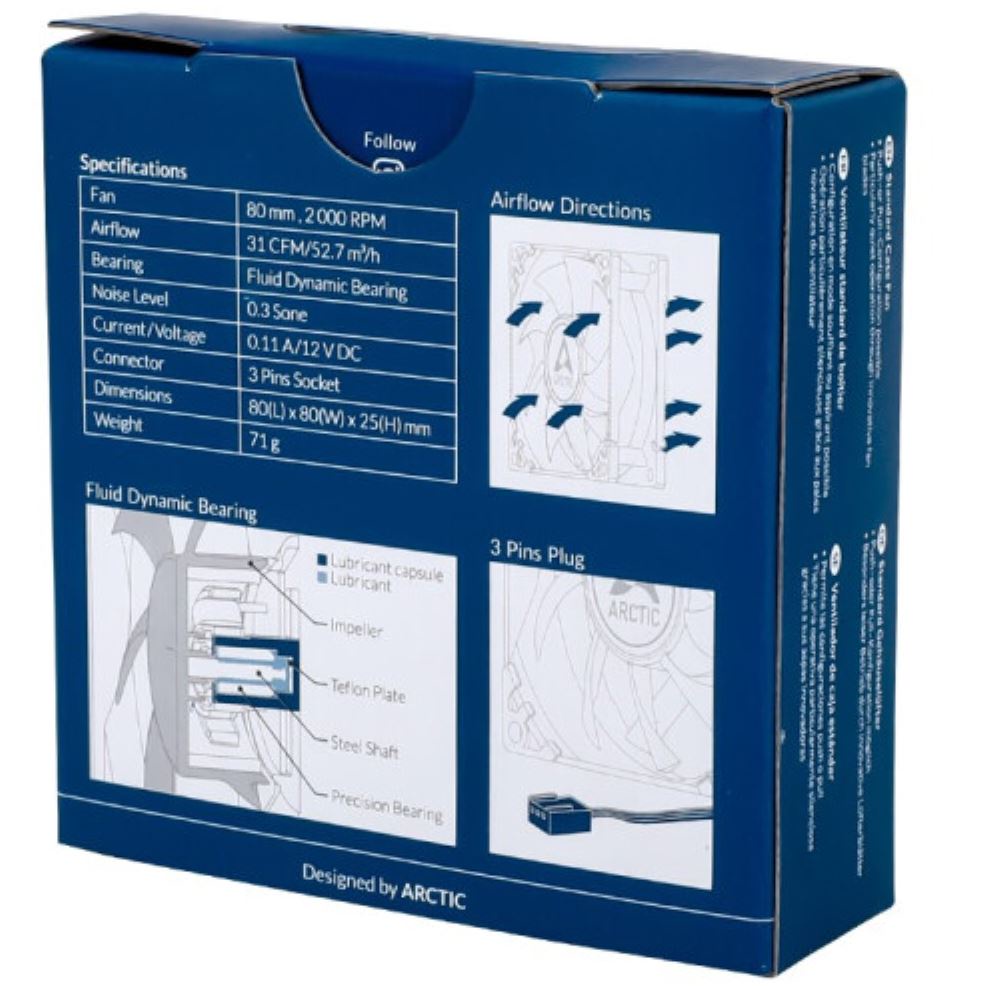 Quạt Tản Nhiệt 80mm f8 / pwm / pst / co / p8 Cho Máy Tính