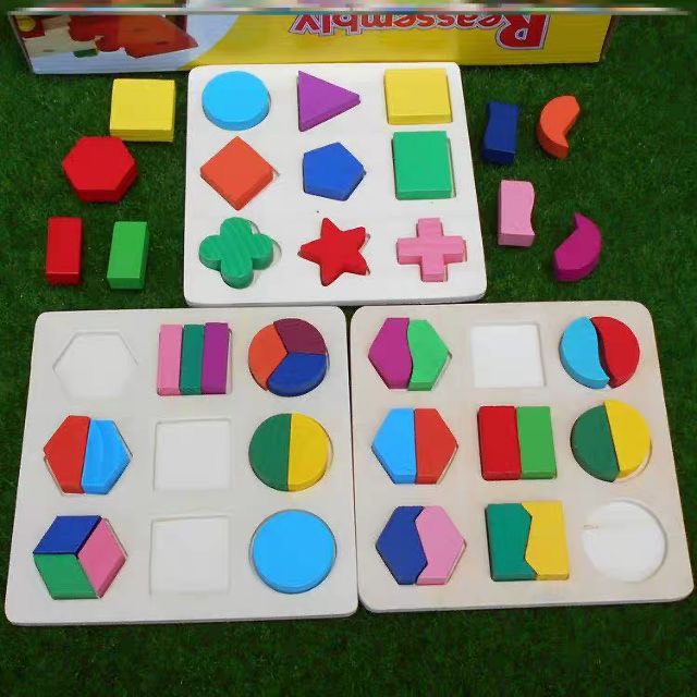 Đồ chơi gỗ hình khối thông minh cho bé từ 2 3 4 tuổi với màu sắc bắt mắt
