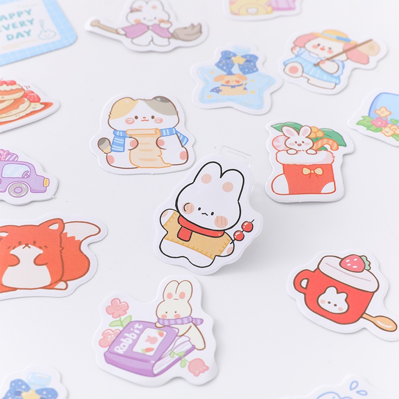 Hộp 46 Miếng Dán Họa Tiết Hoạt Hình Trang Trí Sổ Tay / Nhật Ký DIY