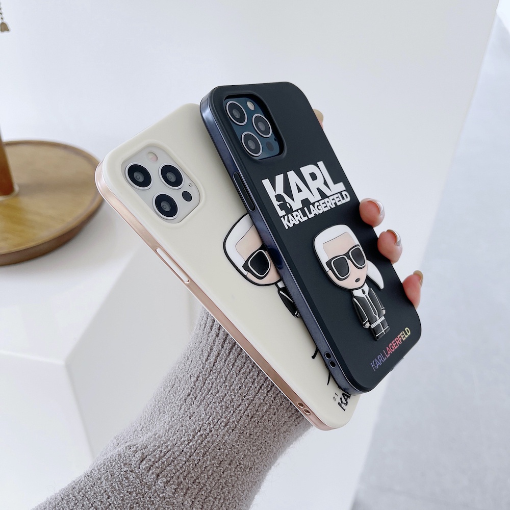 Ốp điện thoại mềm in họa tiết Karl Lagerfeld thích hợp cho iPhone 13 12 11 Pro Max X XS XR 7 8 Plus