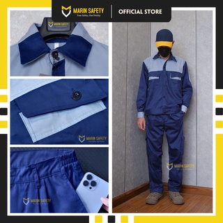Quần áo bảo hộ lao động thương hiệu AGOTA QA01 vải kaki 3/1 phối màu dày dặn, bền bỉ, thoáng mát khi sử dụng